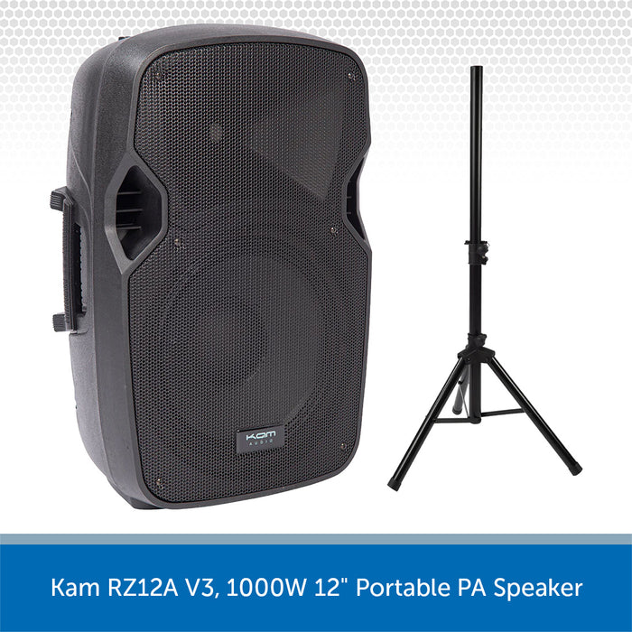 Kam RZ12A V3, 1000W 12" Portable PA Speaker