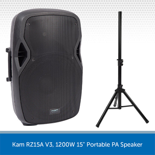 Kam RZ15A V3, 1200W 15" Portable PA Speaker