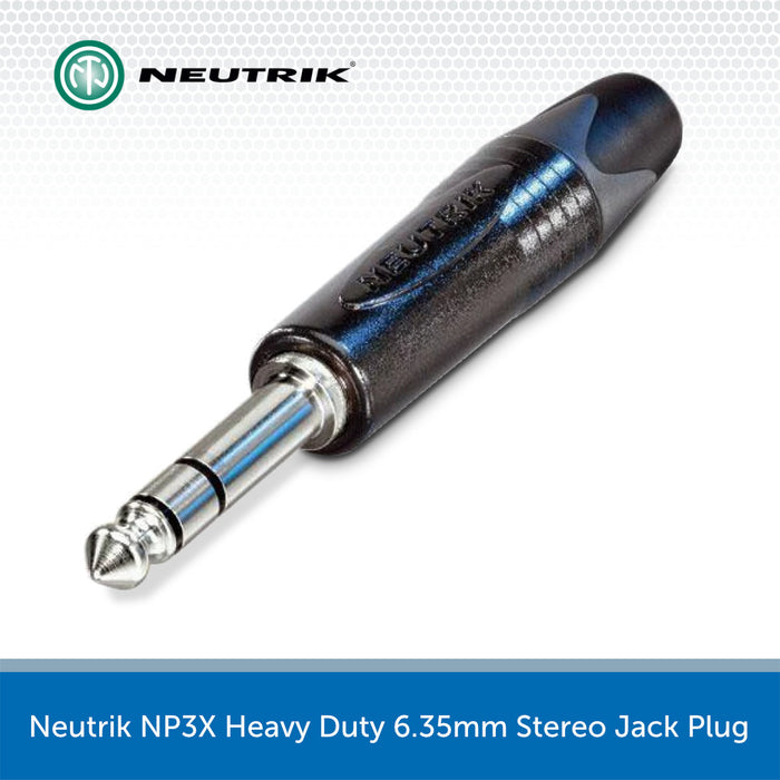 Neutrik NP3X Heavy Duty 6.35mm Stereo Jack Plug - Black