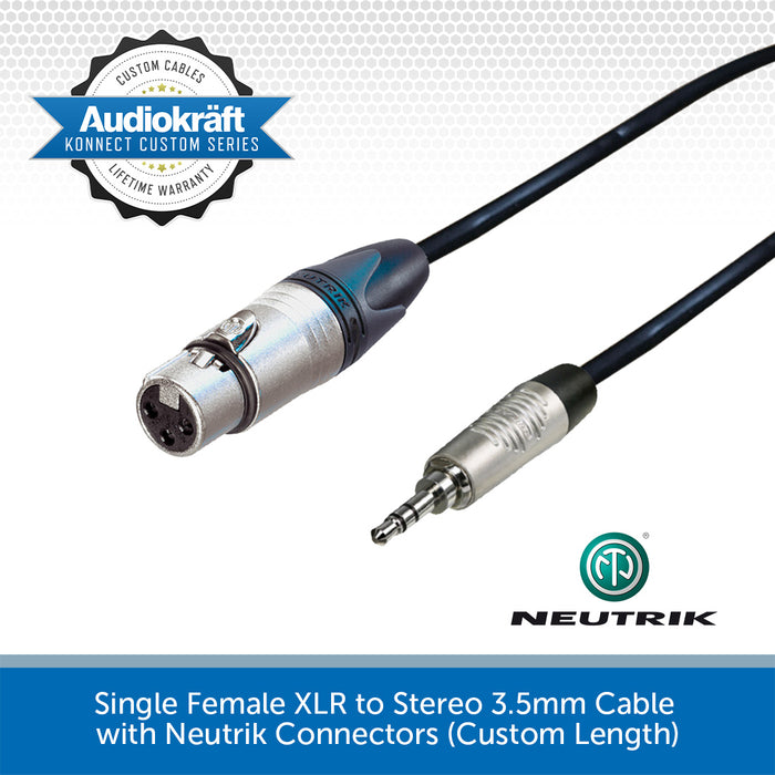 AudioKraft Konnect Custom Series | Premium Single Female XLR - Stereo 3.5mm Cable