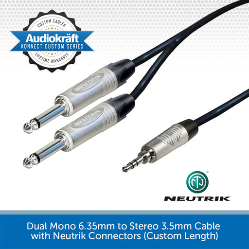 AudioKraft Konnect Custom Series | Premium Twin Mono 6.35mm - Stereo 3.5mm Cable