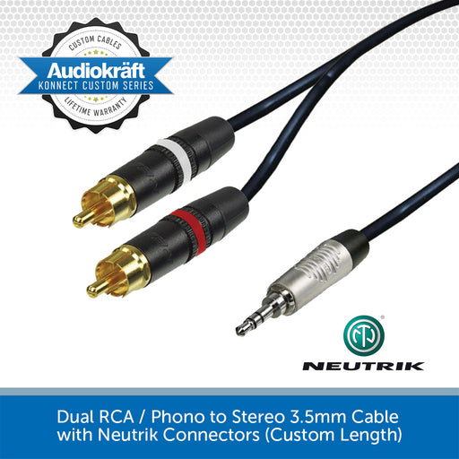 AudioKraft Konnect Custom Series | Premium Twin RCA / Phono - Stereo 3.5mm Cable