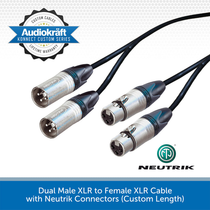 AudioKraft Konnect Custom Series | Premium Twin Male XLR - Female XLR Cable