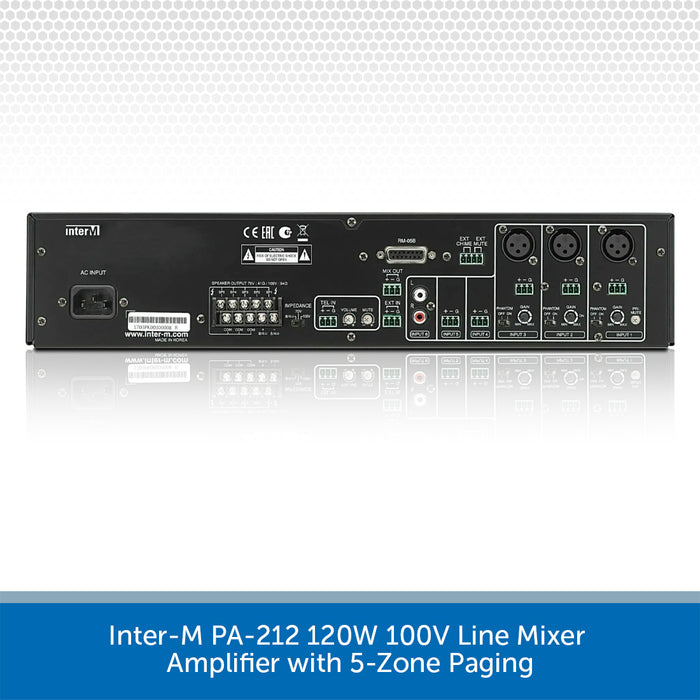 Inter-M PA-212 120W 100V Line Mixer Amplifier with 5-Zone Paging