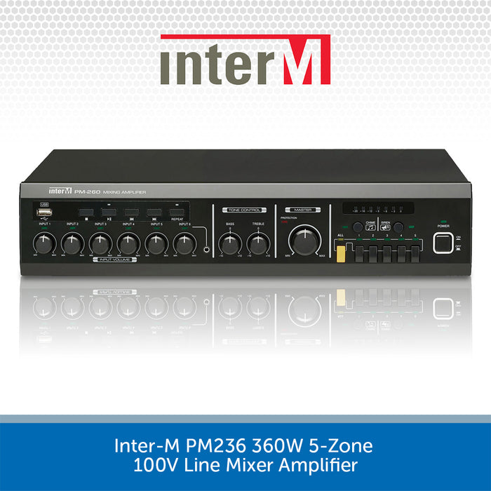 Inter-M PM236 360W 5-Zone 100V Line Mixer Amplifier