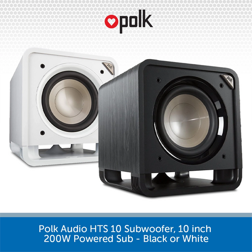 Polk Audio HTS 10 Subwoofer, 10 inch 200W Powered Sub - Black or White