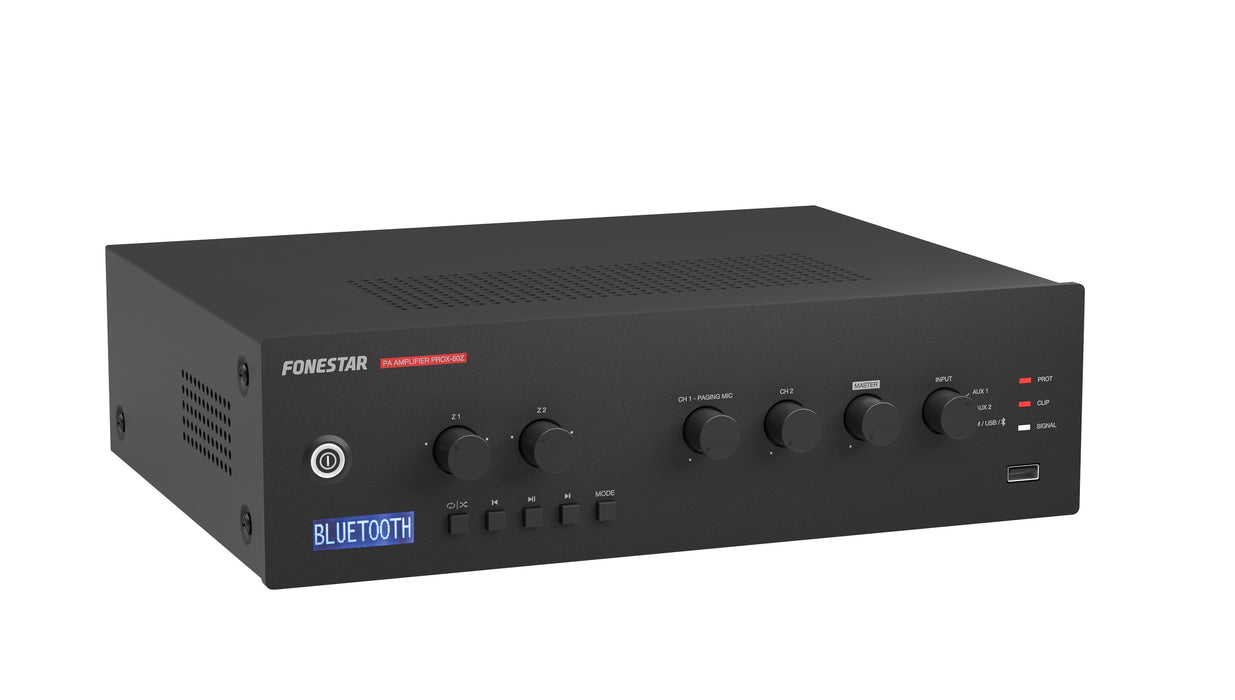 Fonestar PROX-60Z 2-Zone 60W Mixer Amplifier with Bluetooth, FM & USB