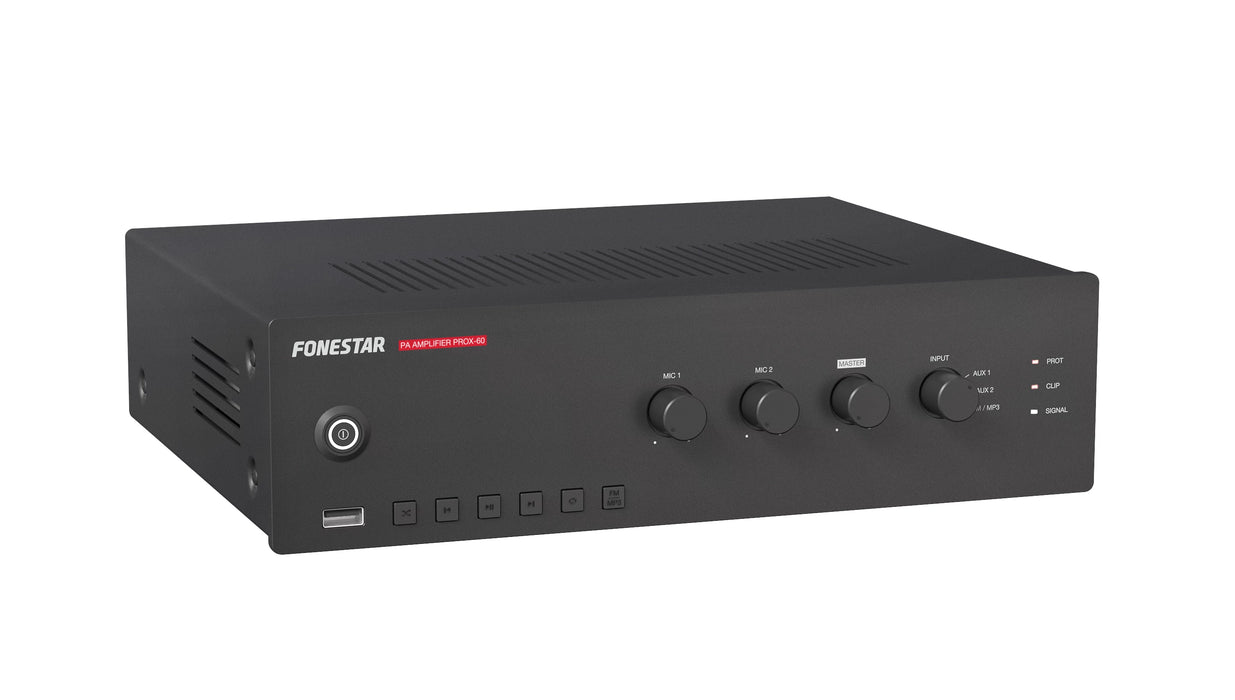 Fonestar PROX-60 60W Mixer Amplifier with USB/FM/MP3, 100V/4Ω