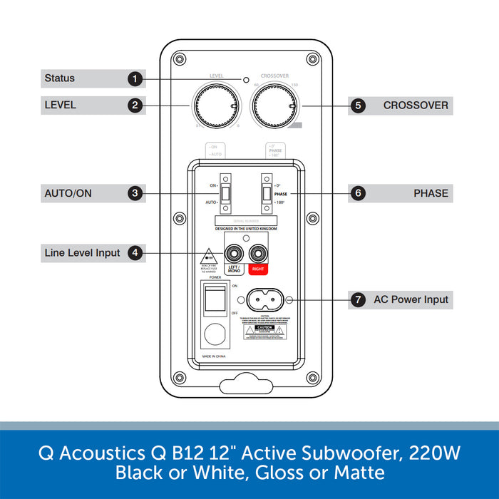 Q Acoustics Q B12 12" Active Subwoofer, 220W