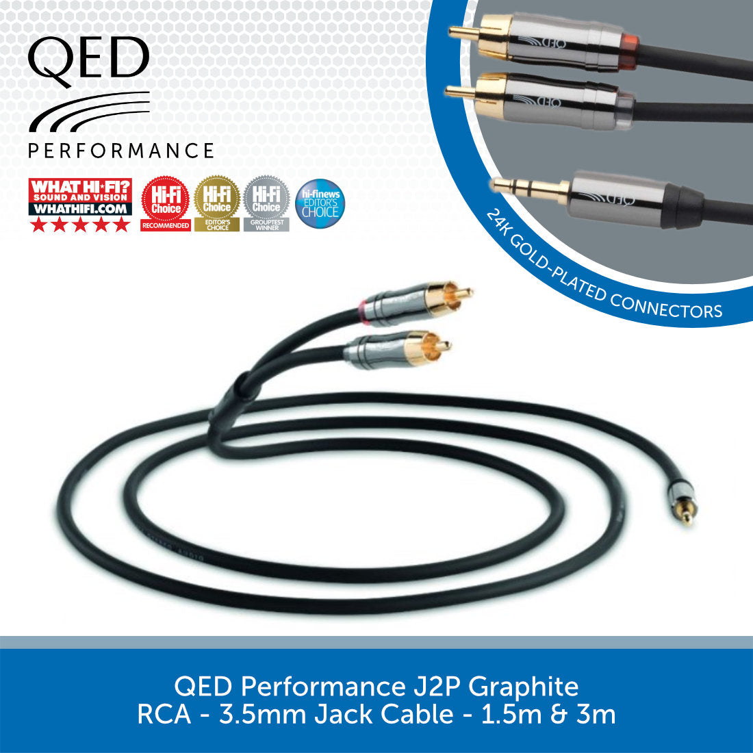 QED Performance J2P Graphite RCA-3.5mm Jack Cable