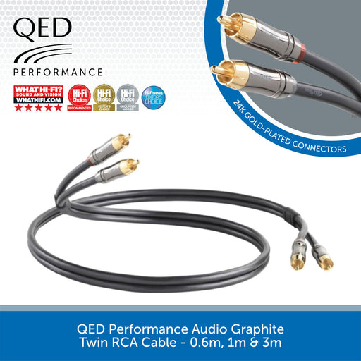 QED Performance Audio Graphite Twin RCA Cable - 0.6m, 1m & 3m