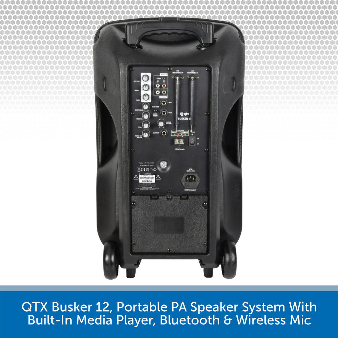 Qtx Busker 12 Portable Pa System With Wireless Mic And Bt Audio Volt