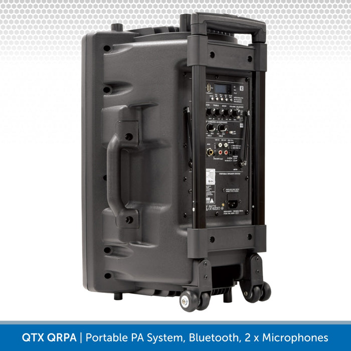 QTX QRPA | Portable PA System, Bluetooth, 2 x Wireless Microphones