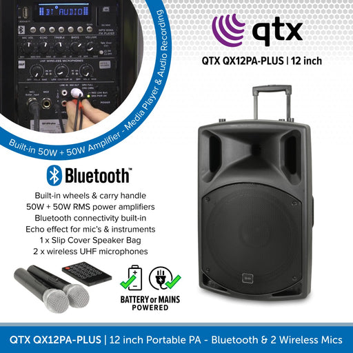  Portable Bluetooth PA System with Wireless Microphone