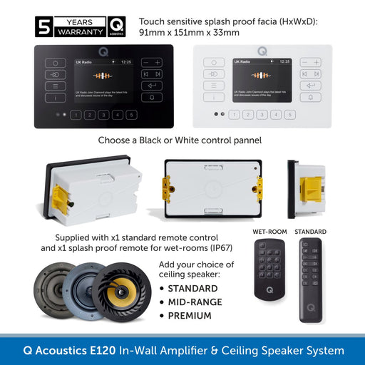Q Acoustics E120 Installed Wireless HiFi System, Bluetooth Streaming
