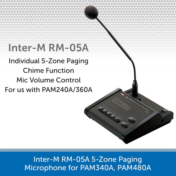 Inter-M RM-05A 5-Zone Paging Microphone for PAM240A, PAM360A
