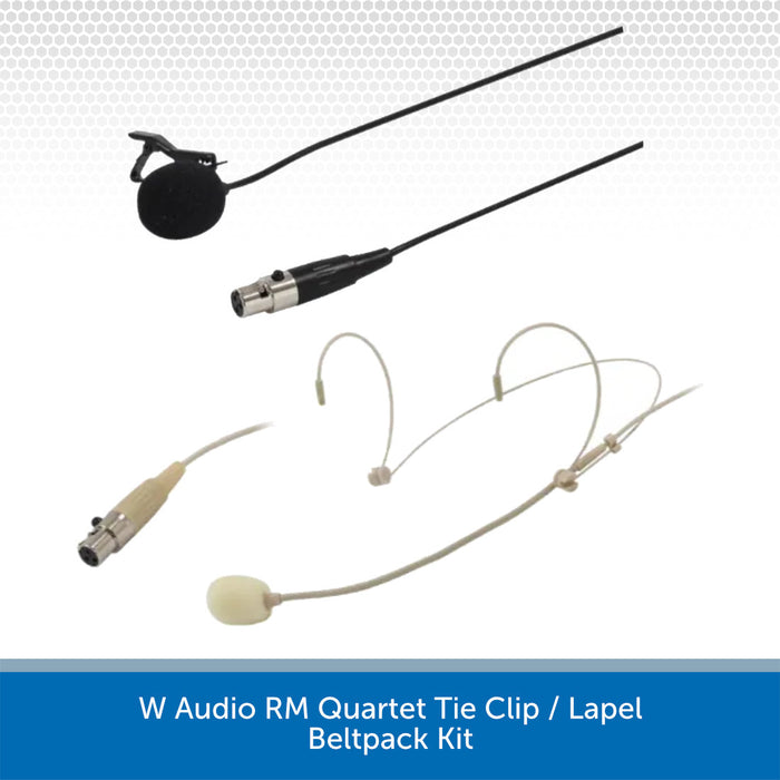 W Audio RM Quartet Tie Clip / Lapel Beltpack Kit Mics