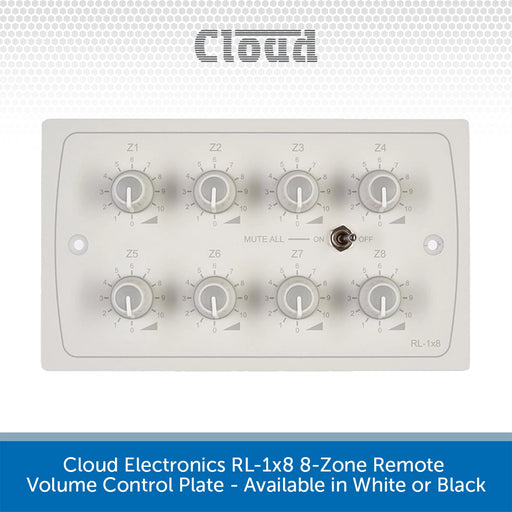 Cloud Electronics RL-1x8 8-Zone Remote Volume Control Plate - Available in White or Black