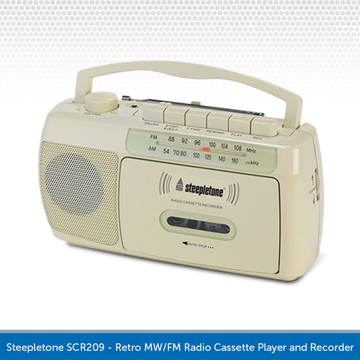 Steepletone SCR209 - Retro MW/FM Radio Cassette Player and Recorder