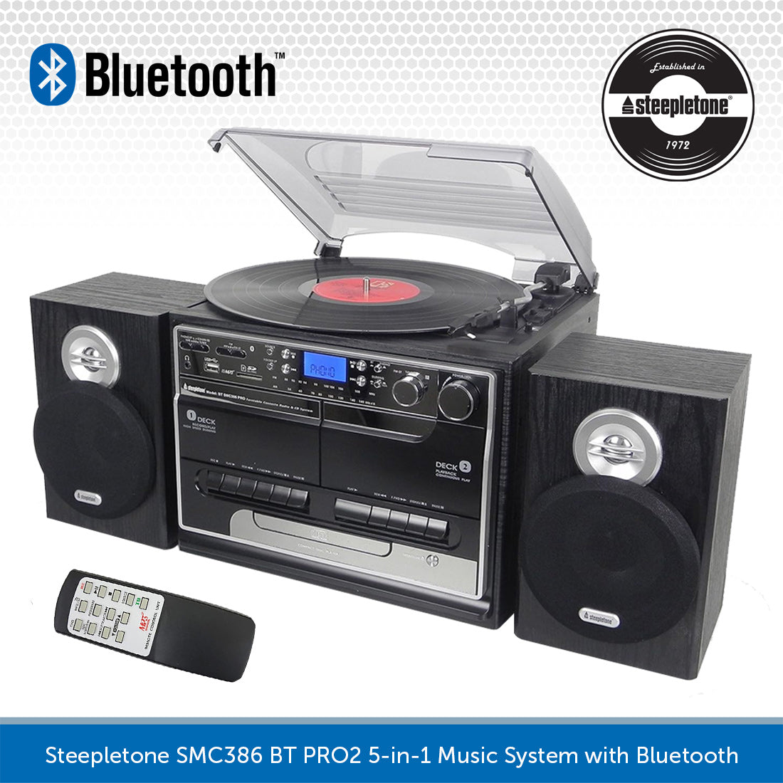 5 IN 1 Bluetooth Cassette & CD Player Music System Centre BT-SMC386r –  Unique Sound and Light