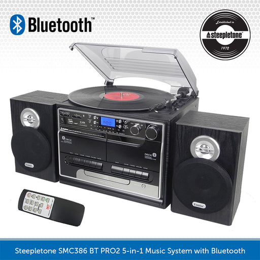 Steepletone BTSMC386 PRO2 - 5 In 1 Bluetooth Music Centre - Black