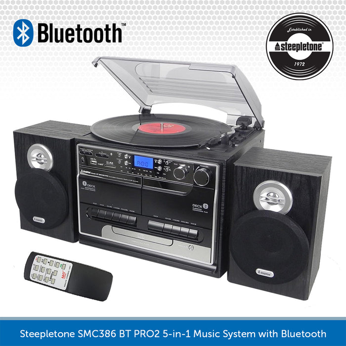 Steepletone BTSMC386 PRO2 - 5 In 1 Bluetooth Music Centre - Black