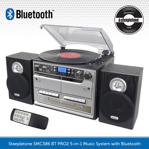 Steepletone BTSMC386 PRO2 - 5 In 1 Bluetooth Music Centre - Silver