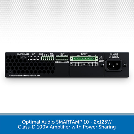Optimal Audio SMARTAMP 10 - 2x125W Class-D 100V Amplifier with Power Sharing