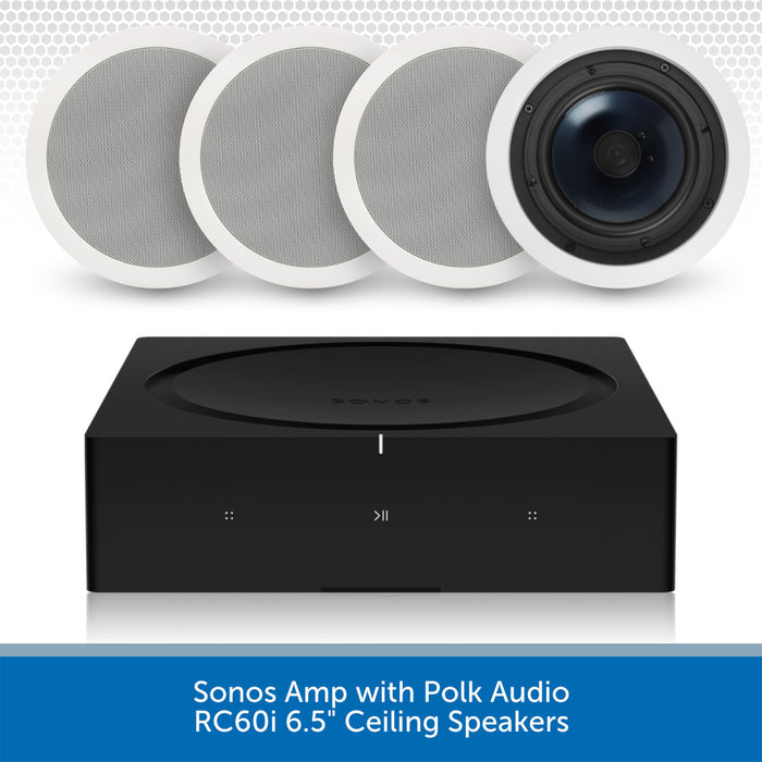 Sonos Amp with 4 Polk Audio RC60i 6.5" Ceiling Speakers