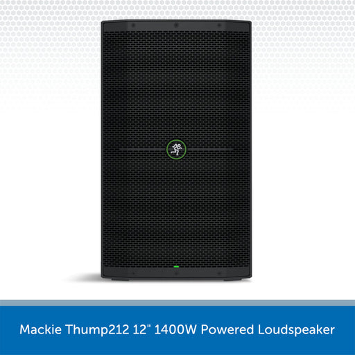 2 x Mackie Thump212 Powered Loudspeakers with Stands & Carry Bag Included