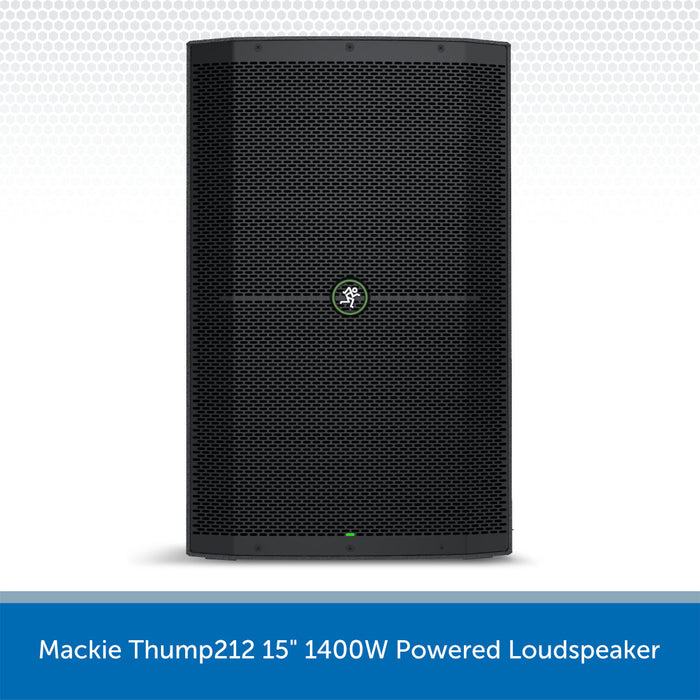 2 x Mackie Thump215 Powered Loudspeakers with Stands & Carry Bag Included