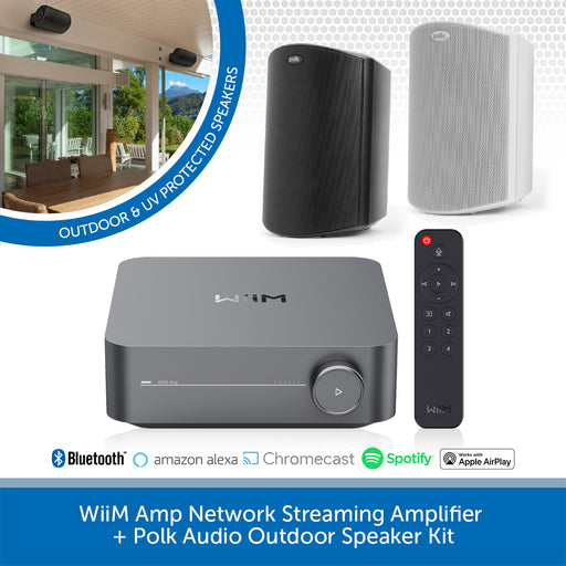 WiiM Amp Network Streaming Amplifier + Polk Audio Outdoor Speaker Kit