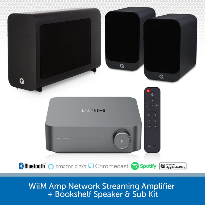 WiiM Amp Network Streaming Amplifier + Bookshelf Speaker & Sub Kit