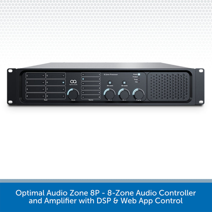 Optimal Audio Zone 8P - 8-Zone Audio Controller and Amplifier with DSP & Web App Control