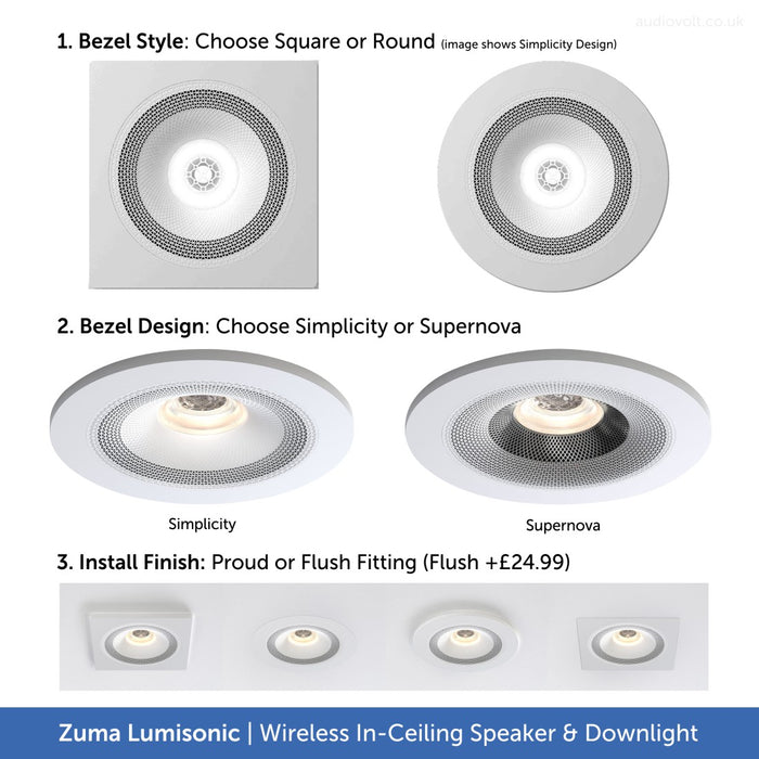 Choose your zuma bezel style design and finish Simplicity or supernova