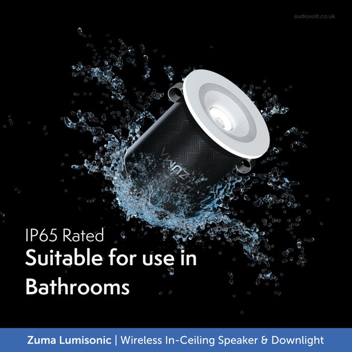 Zuma Lumisonic is IP65 Rated and uses wireless bluetooth and wifi 