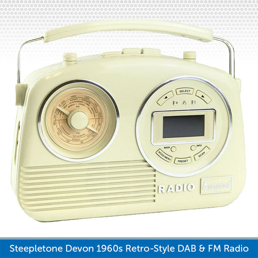 Steepletone Devon 1960s Retro-Style Portable DAB & FM Radio