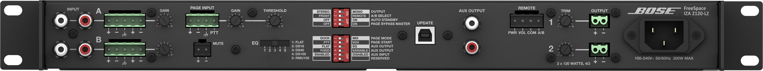 Bose FreeSpace IZA 2120-LZ 2x120W 2-Zone Integrated Amplifier, 4/8 Ohms Operation