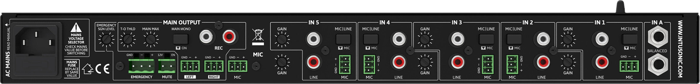 Intusonic IntuWorx PAA71 1U Mic/Line Audio Mixer