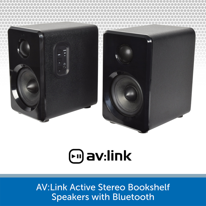 AV:Link Active Stereo Bookshelf Speakers with Bluetooth black