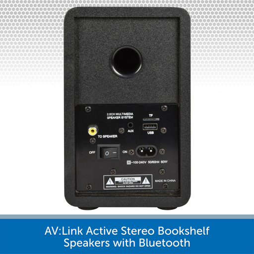 AV:Link Active Stereo Bookshelf Speakers with Bluetooth rear