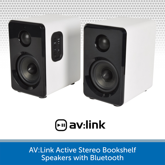 AV:Link Active Stereo Bookshelf Speakers with Bluetooth white