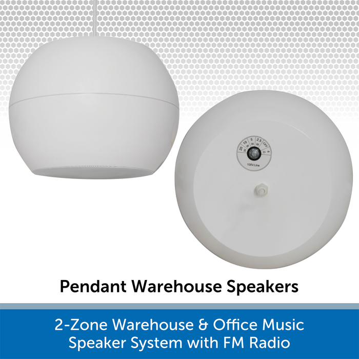 2-Zone Warehouse & Office Music Speaker System with FM Radio
