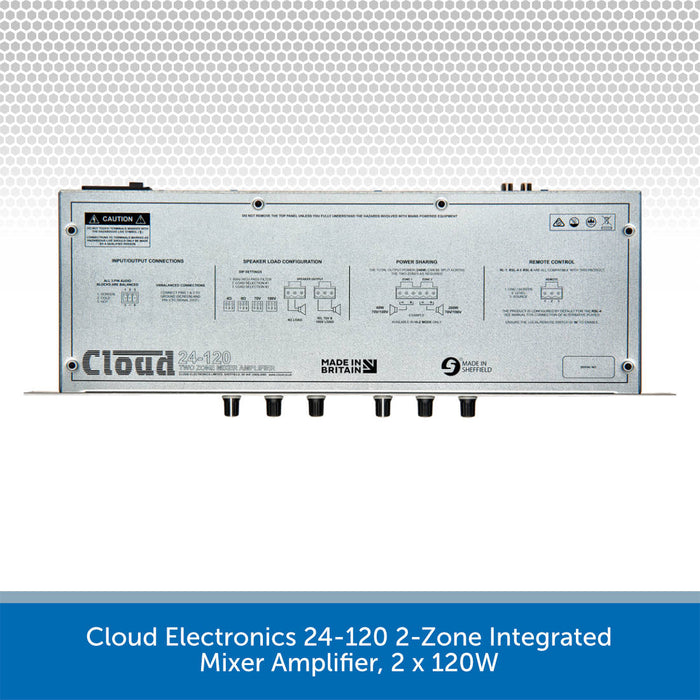 Cloud Electronics 24-120 2-Zone Integrated Mixer Amplifier, 2 x 120W