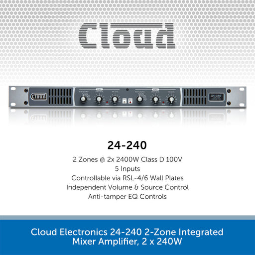 Cloud Electronics 24-240 2-Zone Integrated Mixer Amplifier, 2 x 240W