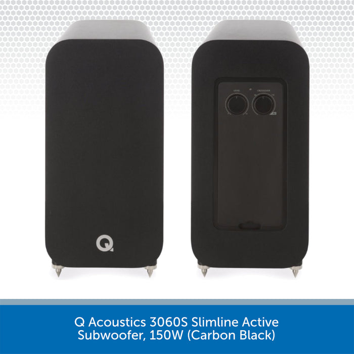 Q Acoustics 3060S Slimline Active Subwoofer, 150W (Carbon Black)