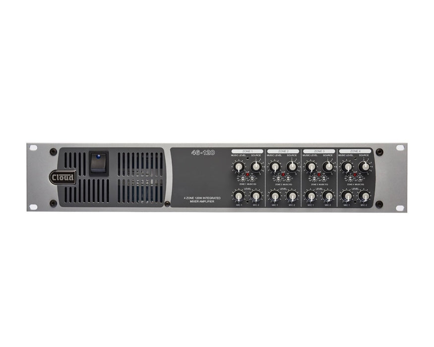 Cloud Electronics 46-120 4-Zone Mixer Amplifier, 6-Line/2-Mic, 4x120W, 4Ω 2U