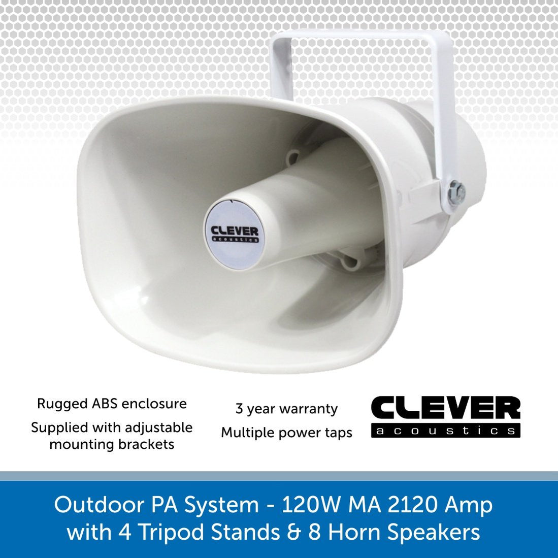 Weatherproof Horn Speaker Outdoor PA System with Stands Audio Volt