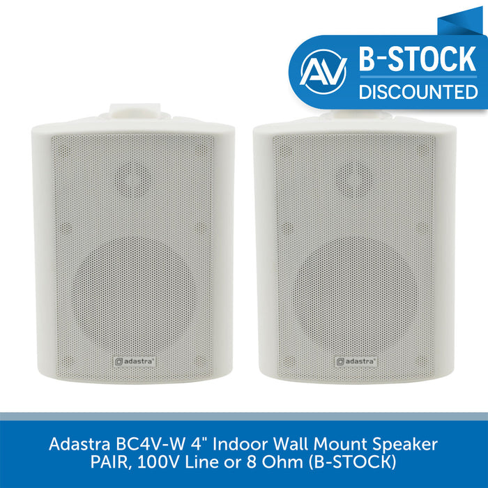 Adastra BC4V-W 4" Indoor Wall Mount Speaker PAIR, 100V Line or 8 Ohm (B-STOCK)