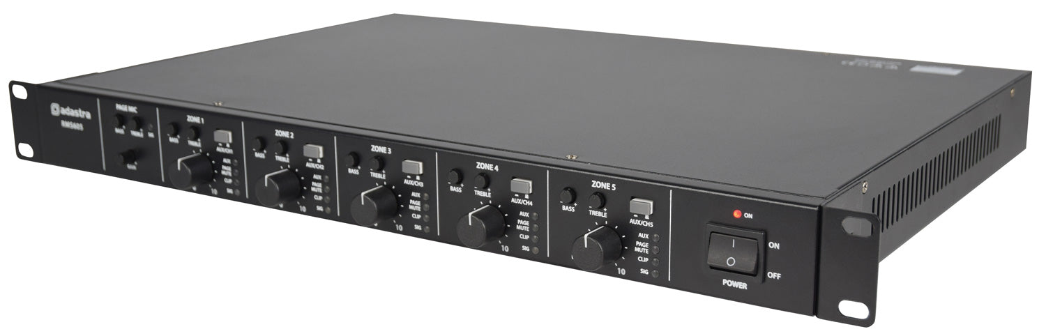 Adastra RMS605 5-Zone Class-D Amplifier, 5 x 60W, 100V / 4-16 Ohm